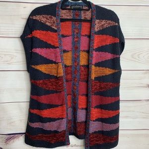 PERUVIAN CONNECTION Multicolored Open Cardigan EUC
